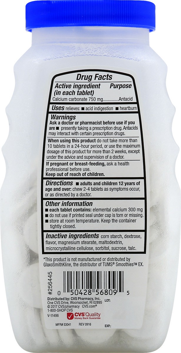 slide 6 of 10, CVS Health Extra Strength Smooth Antacid Tablets, Peppermint, 60 Ct, 140 ct