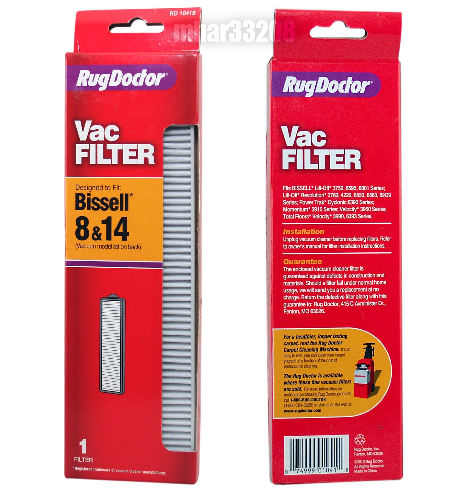 slide 1 of 1, Rug Doctor Bissell 8 14 Pleated Filter, 1 ct