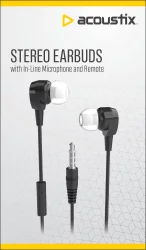 Acoustix Stereo Earbud Headphones With Microphone - Black
