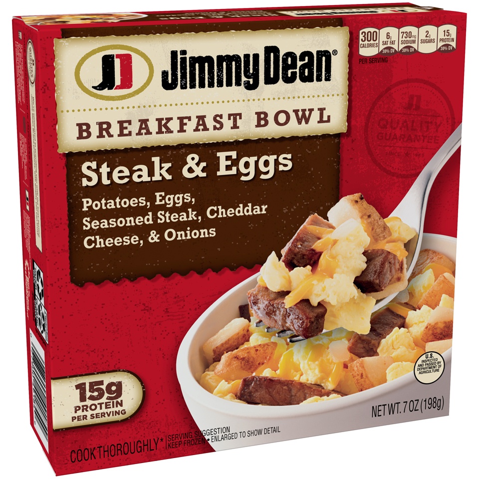 slide 2 of 7, Jimmy Dean Breakfast Bow, Steak, Frozen, 7 oz Bowl, 198.45 g