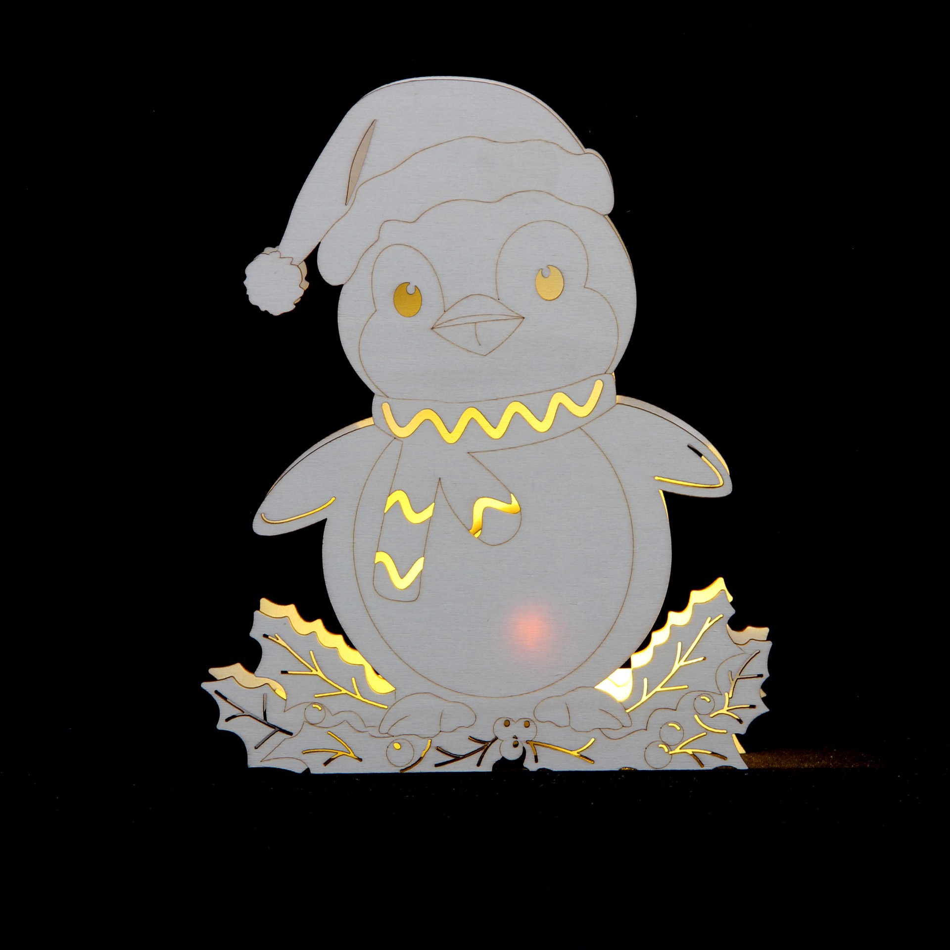 slide 3 of 3, 7" Penguin Diy Led Wood Decor By Make Market, 7 in