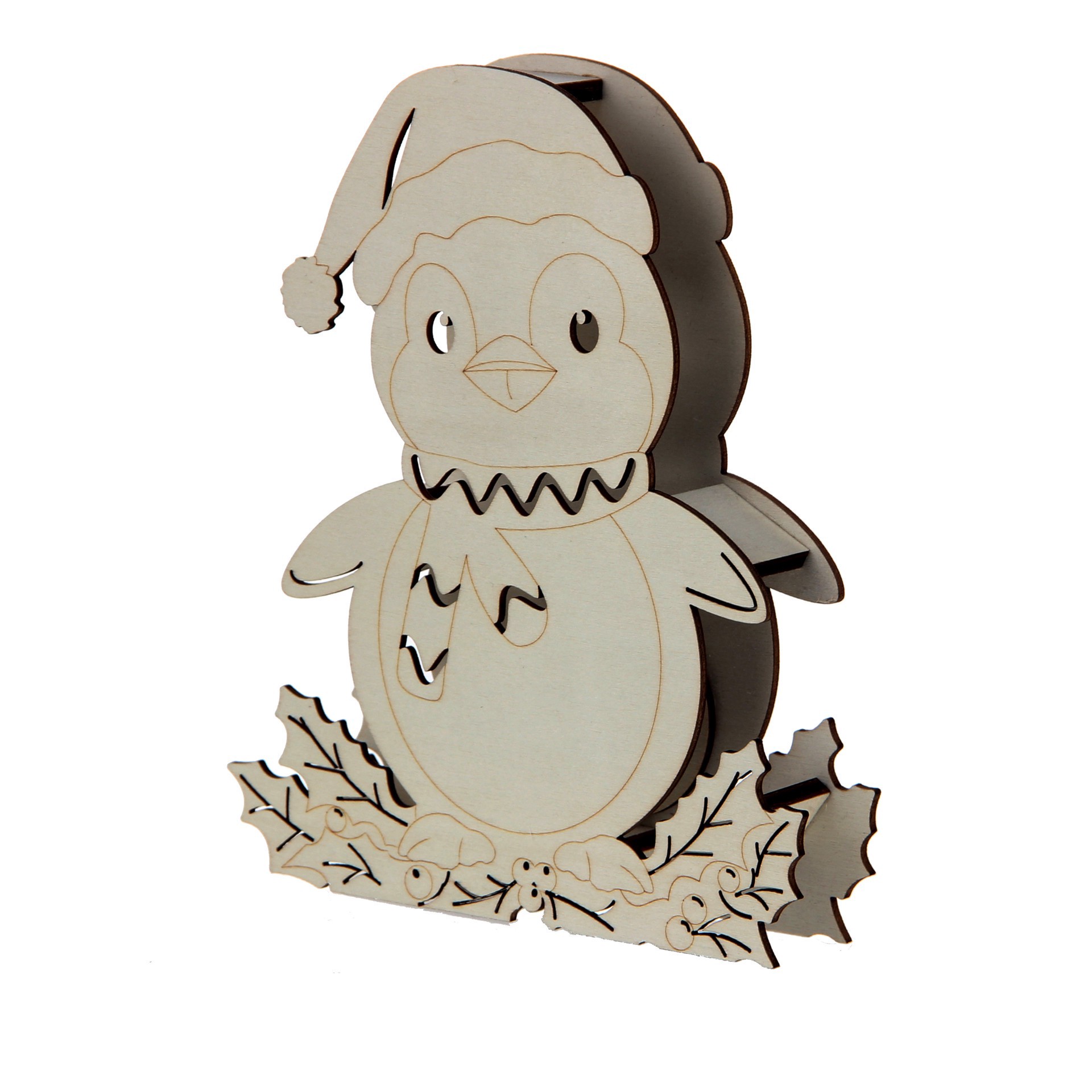 slide 2 of 3, 7" Penguin Diy Led Wood Decor By Make Market, 7 in