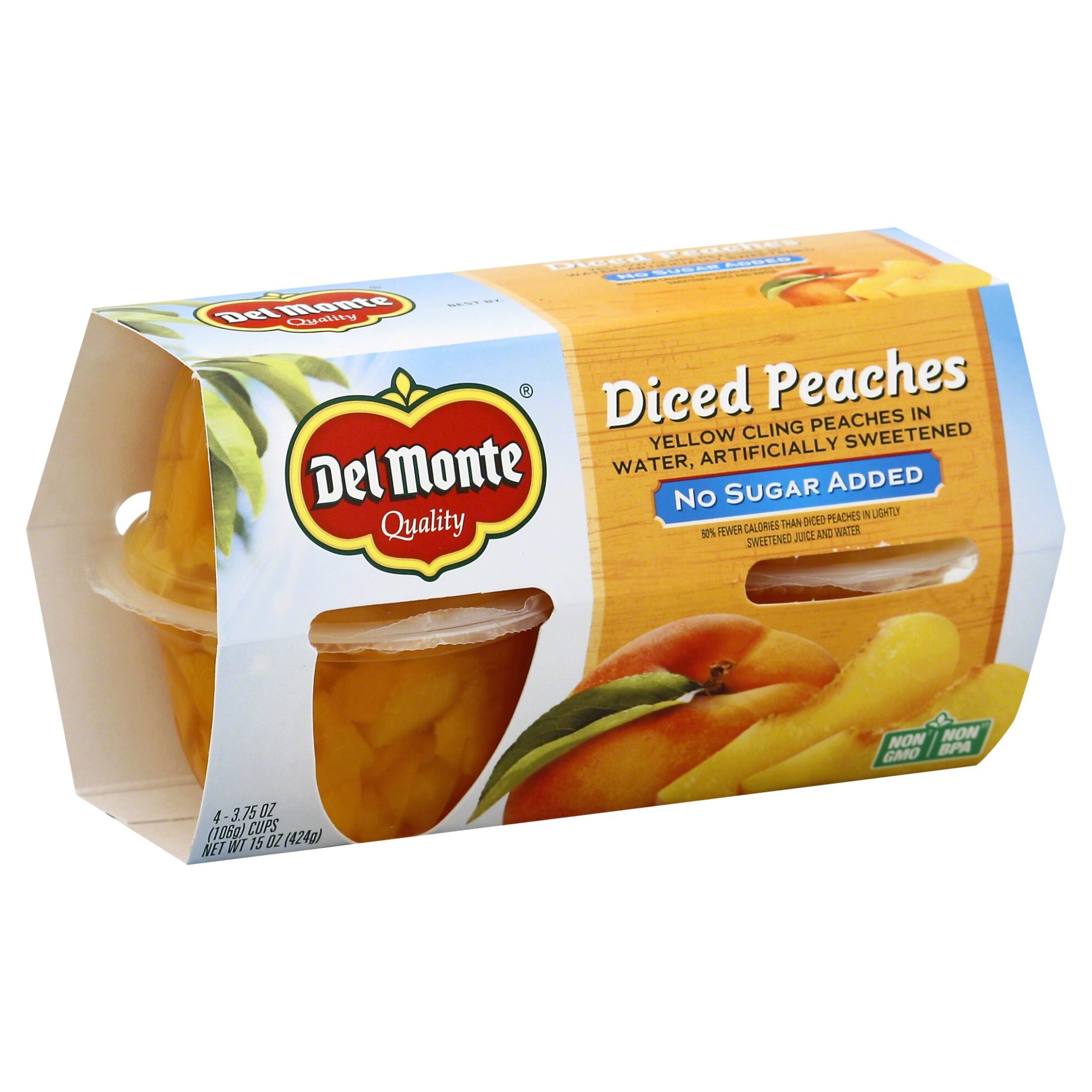 slide 1 of 4, Del Monte Peaches Diced Cups - 4-3.75 Oz, 3.75 oz
