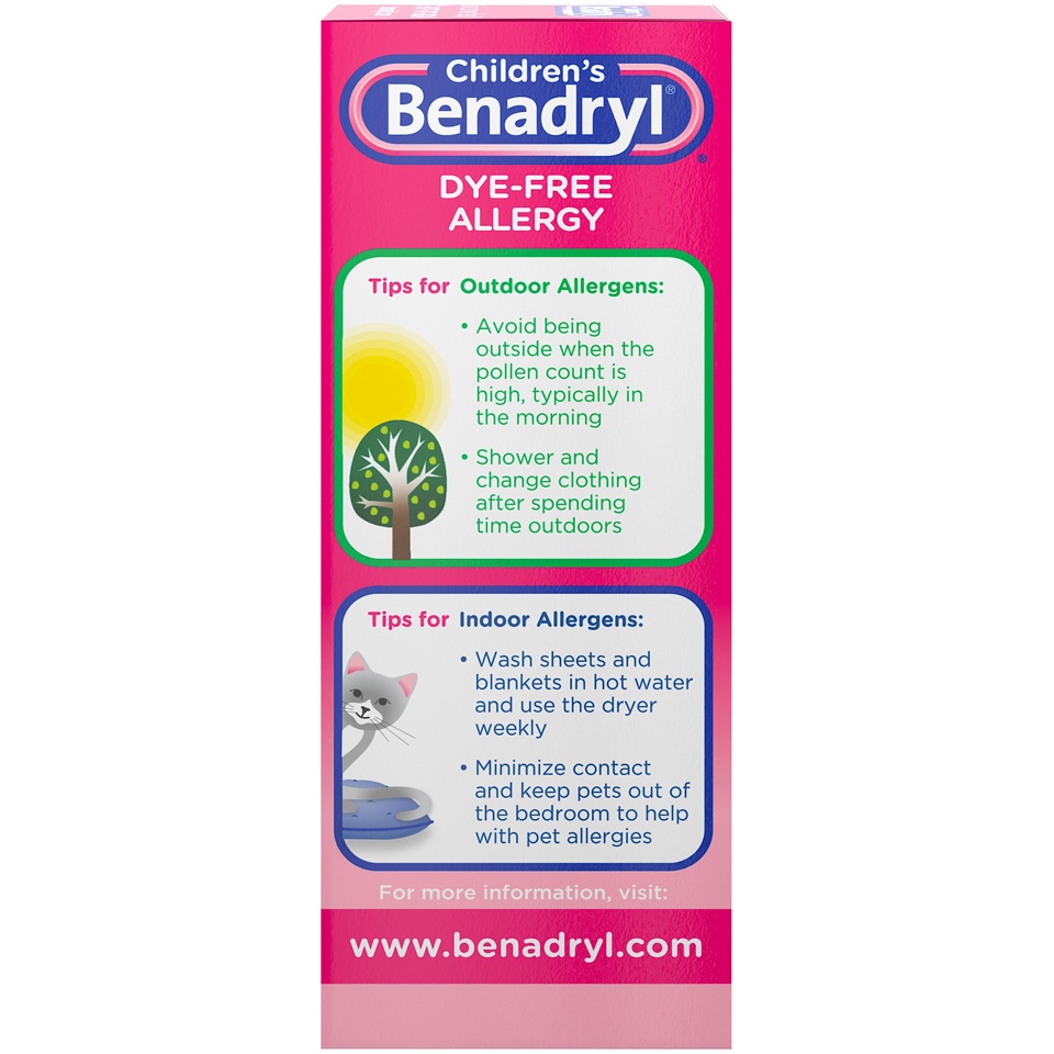 slide 2 of 6, Benadryl Children's Benadryl Dye-Free Allergy Relief Liquid - Bubble Gum - Diphenhydramine - 4 fl oz, 4 fl oz