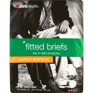 slide 1 of 1, CVS Health Day & Night Maximum Absorbency Fitted Briefs Large, 16 ct