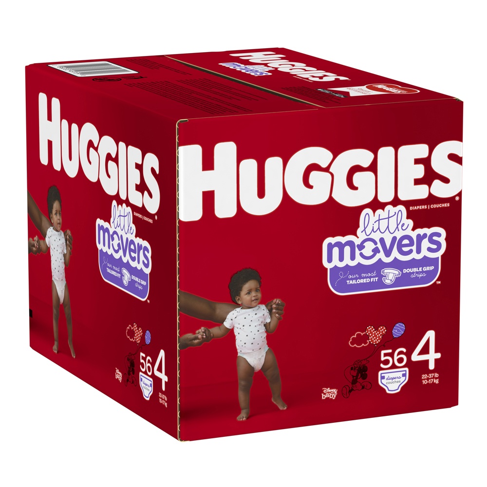 slide 3 of 3, Huggies Little Movers Size 4 Diapers, 56 ct