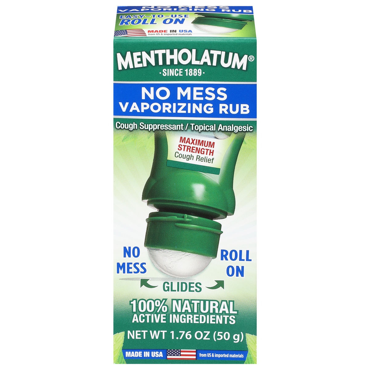 slide 10 of 10, Mentholatum Vaporizing Rub Maximum Strength Roll On, 1.76 oz