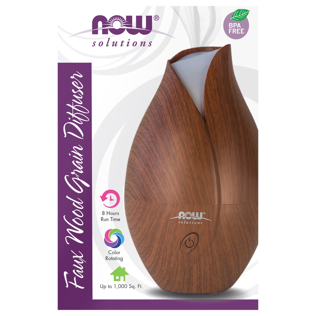 slide 1 of 4, NOW Ultrasonic Faux Wood Grain Essential Oil Diffuser, 1 ea