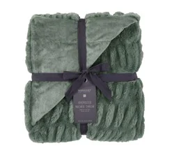 Modavari Home Fashions Ruched Fur Throw - Green