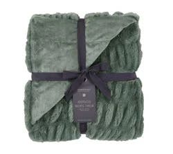 Modavari Home Fashions Ruched Fur Throw - Green