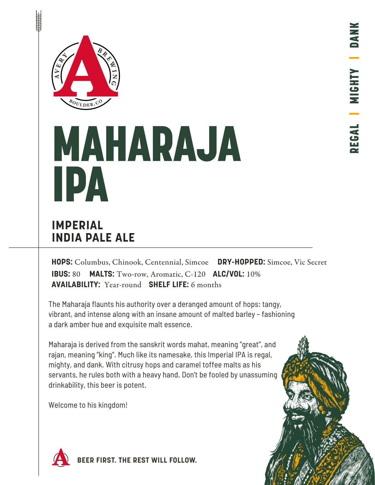 slide 2 of 8, Avery Brewing Maharaja IPA - 6 Pack 12 fl oz Cans, 6 ct