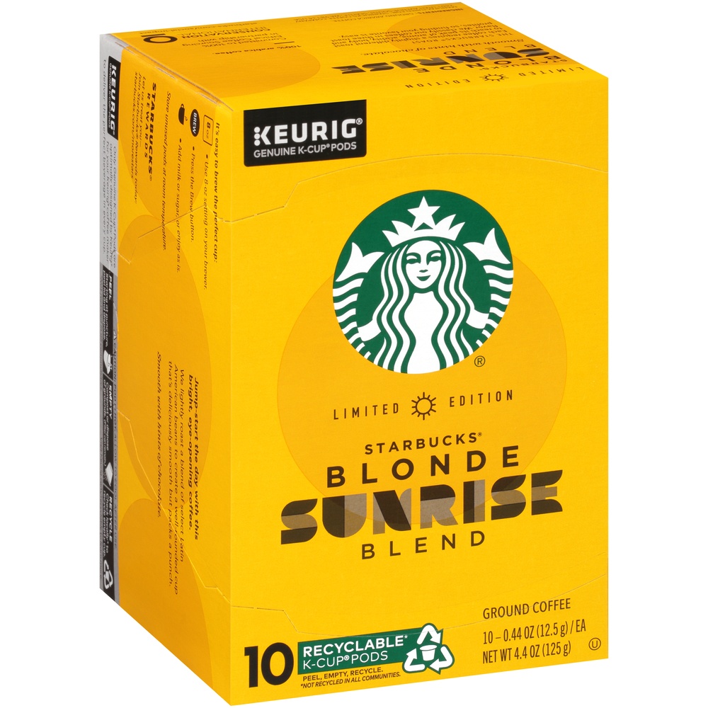 slide 2 of 7, Starbucks Blonde Sunrise Blend Ground Coffee 10-0.44 Oz. K-Cup Pods, 4.4 oz