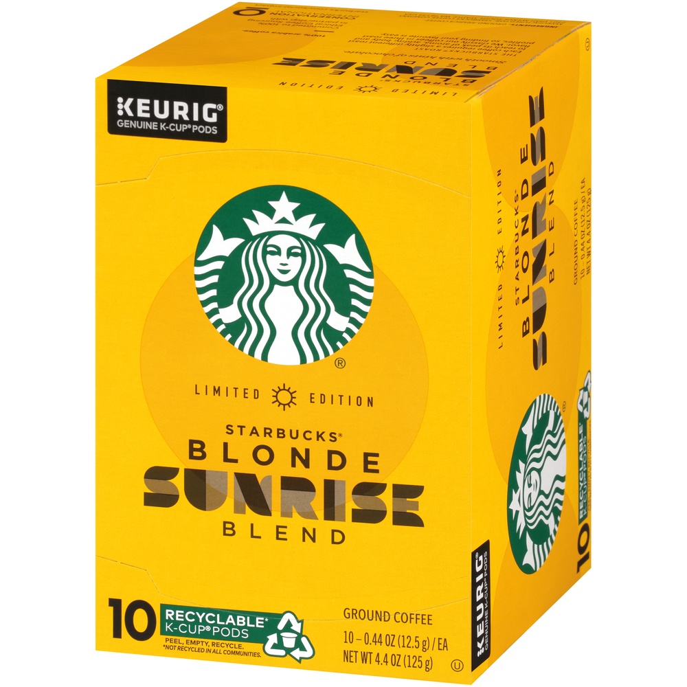 slide 3 of 7, Starbucks Blonde Sunrise Blend Ground Coffee 10-0.44 Oz. K-Cup Pods, 4.4 oz