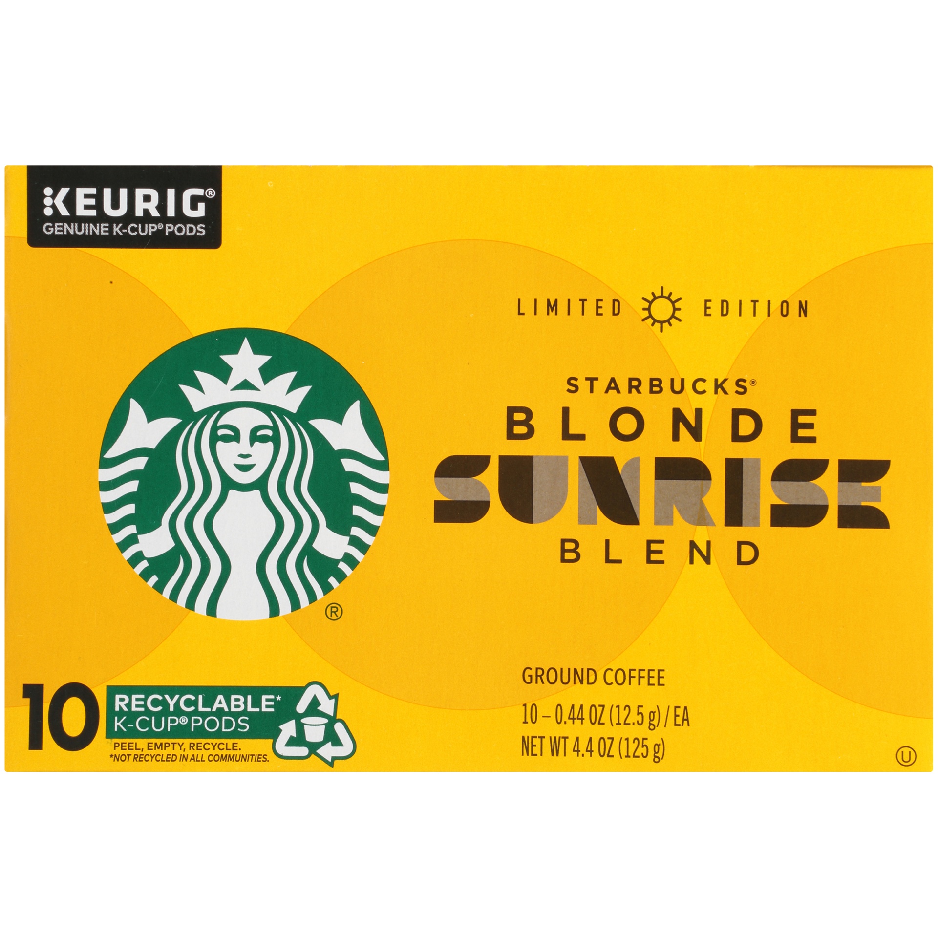 slide 5 of 7, Starbucks Blonde Sunrise Blend Ground Coffee 10-0.44 Oz. K-Cup Pods, 4.4 oz