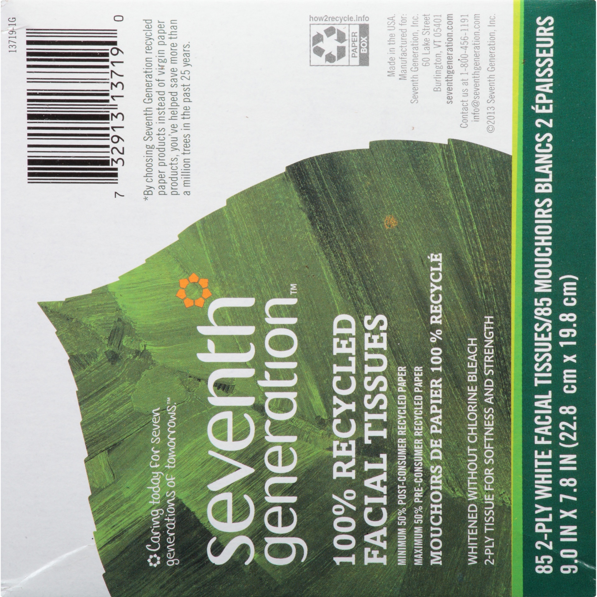 slide 6 of 6, Seventh Generation Facial Tissues 2-ply sheets, 85 count, 85 ct