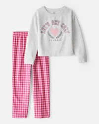 Carter's Girls Heart Fleece Loose Fit 2-Piece Pajamas Multi 7