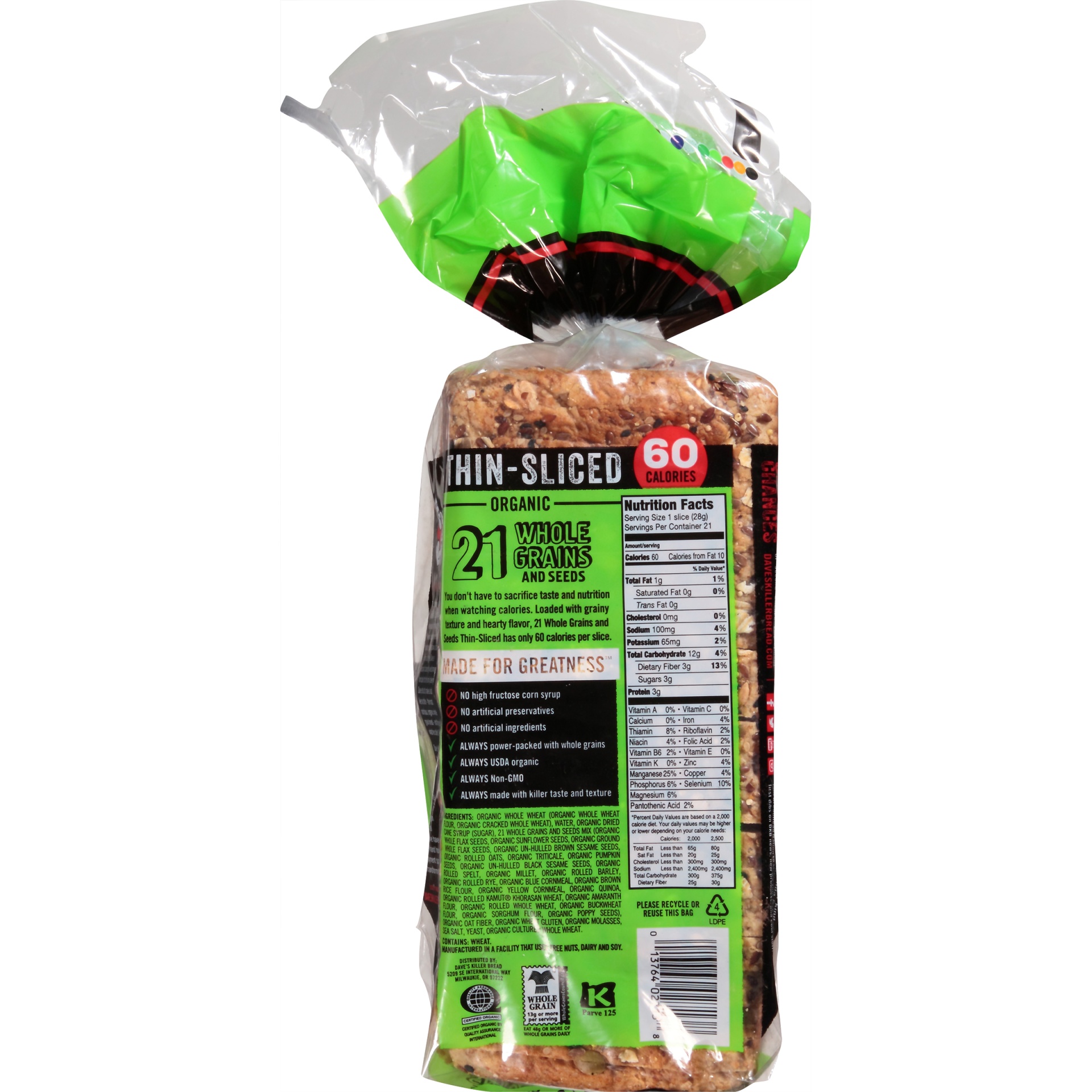 slide 6 of 8, Dave's Killer Bread® Thin-Sliced 21 Whole Grains and Seeds Organic Bread 20.5 oz. Bag, 20.5 oz