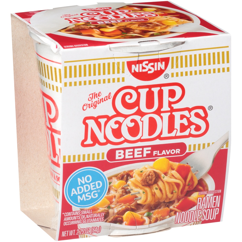 slide 2 of 8, Nissin Cup Noodles Beef Flavor Ramen Noodle Soup 2.25 oz, 2.25 oz