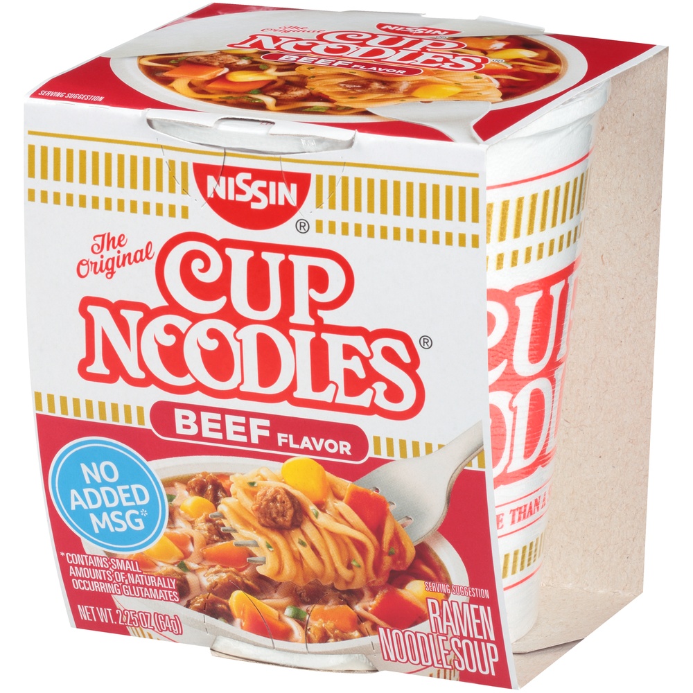 slide 3 of 8, Nissin Cup Noodles Beef Flavor Ramen Noodle Soup 2.25 oz, 2.25 oz