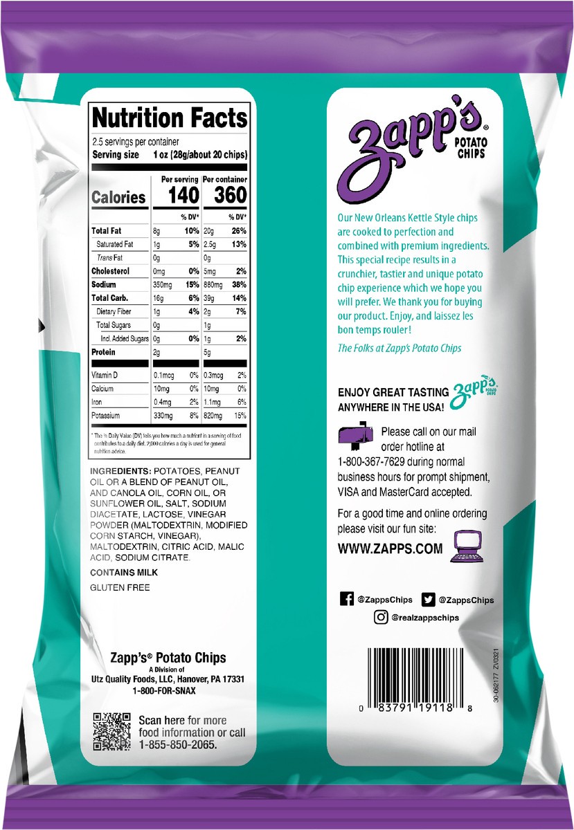 slide 10 of 12, Zapp's Zapps Salt And Vinegar, 2.5 oz