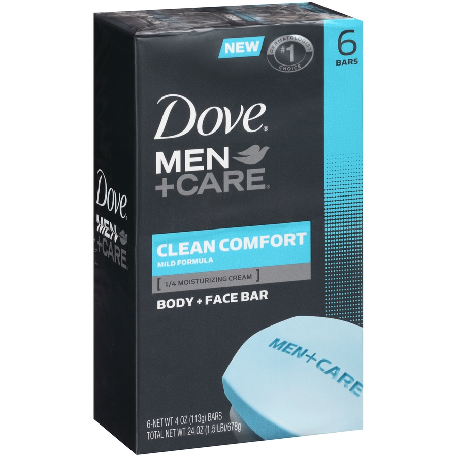 slide 5 of 8, Dove Men+Care Body Soap and Face Bar Clean Comfort, 3.75 oz, 6 Bars, 3.75 oz