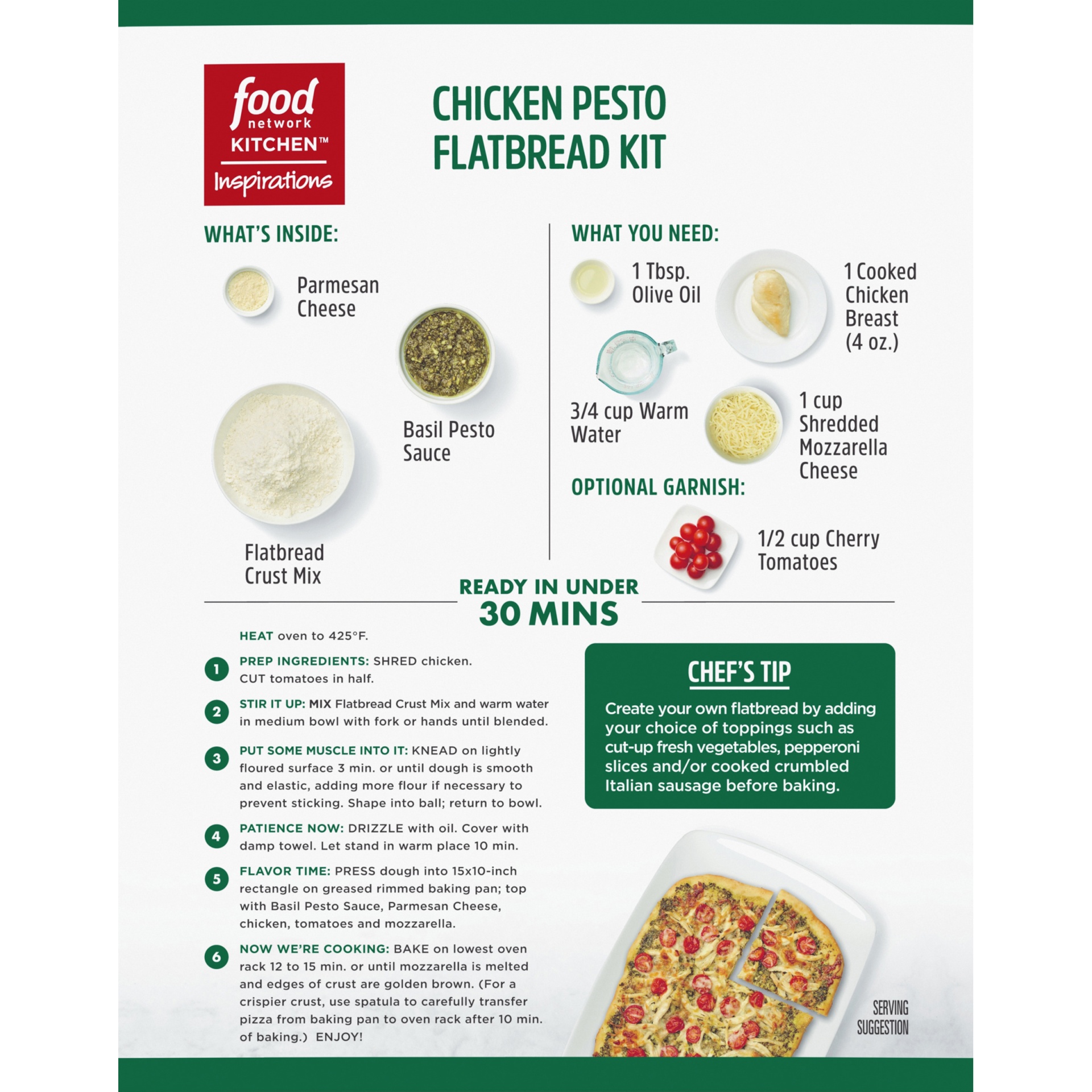 slide 4 of 6, Food Network Inspirations Chicken Pesto Flatbread Dinner Kit, 13 oz