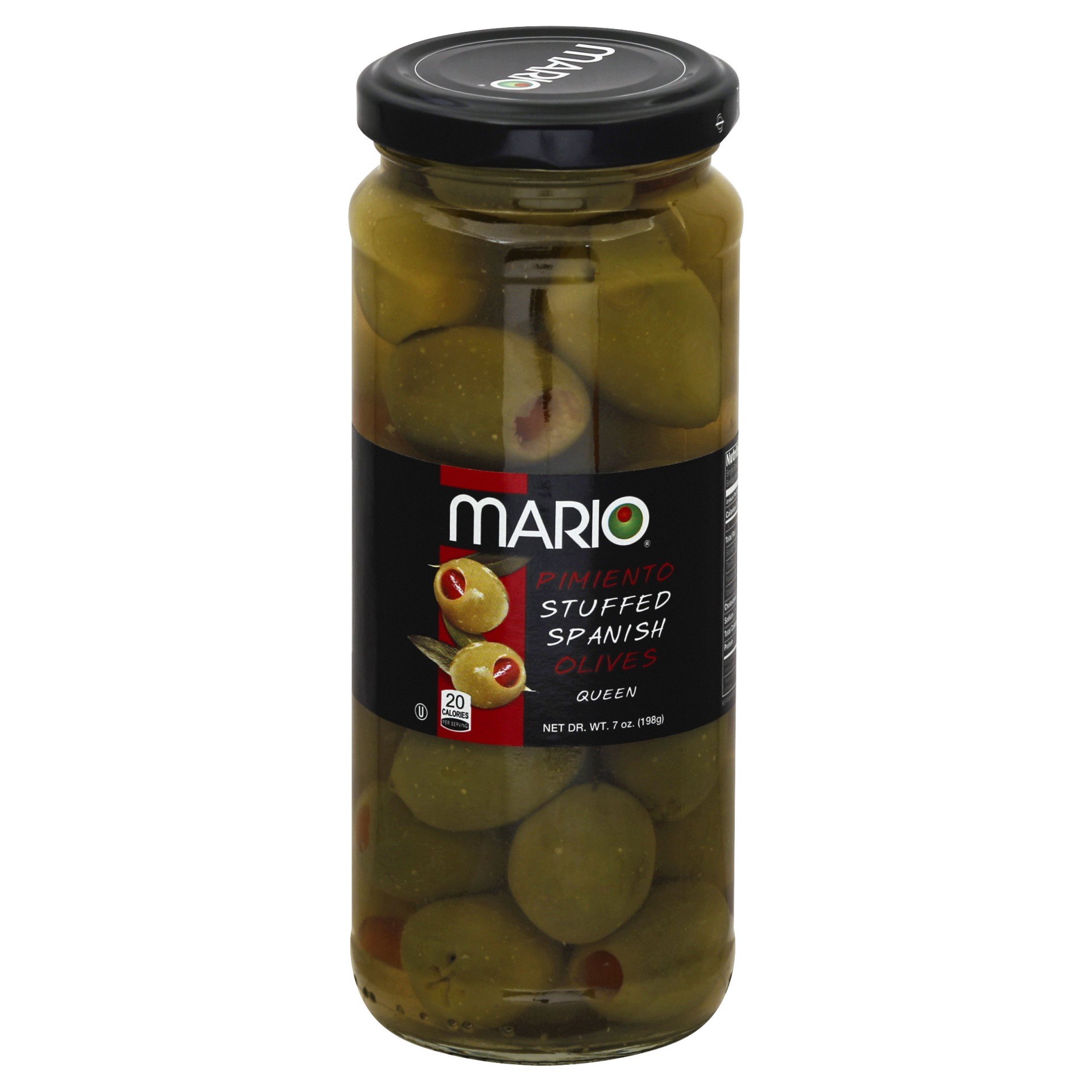 slide 1 of 5, Mario Spanish Queen Imported Olives Stuffed with Minced Pimento, 7 oz