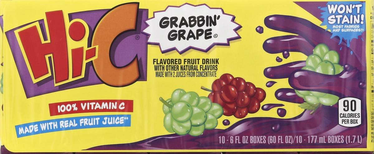 slide 4 of 4, Hi-C Grabbin' Grape Fruit Drink - 10 ct; 6 fl oz, 10 ct; 6 fl oz