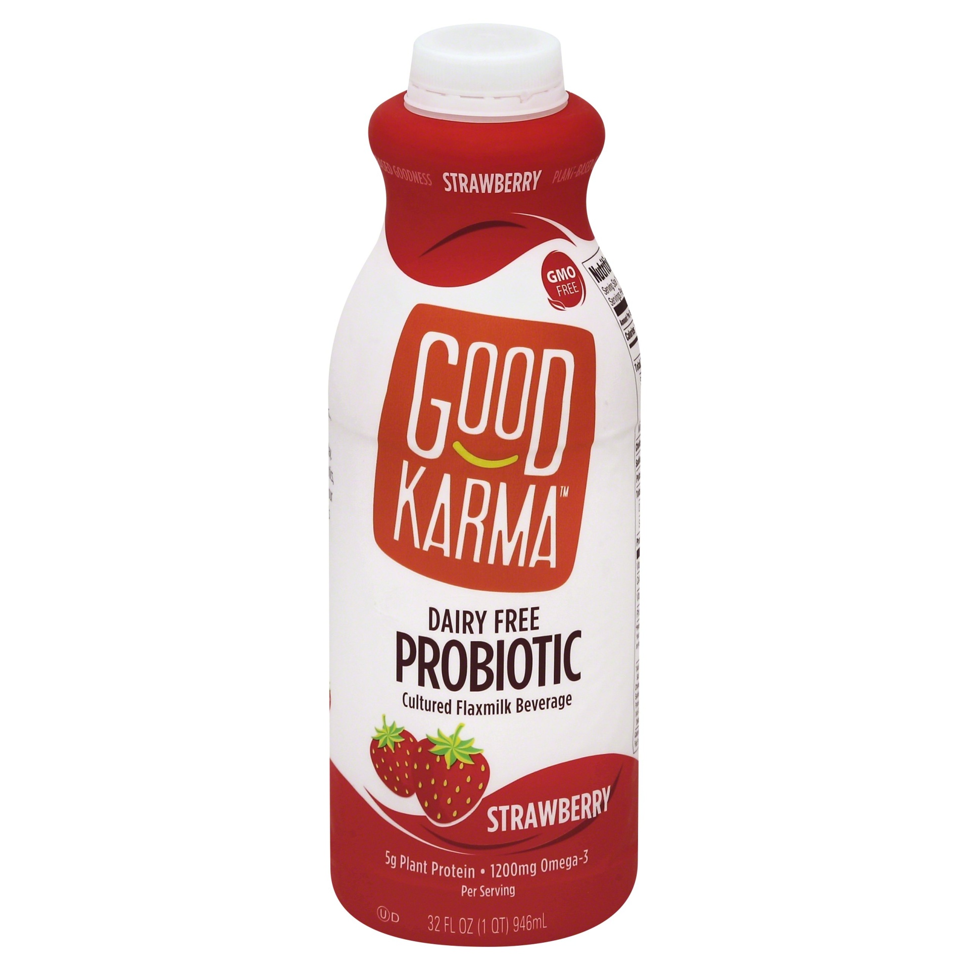 slide 1 of 1, Good Karma Probiotic Drinkable Strawberry Yogurt, 32 fl oz