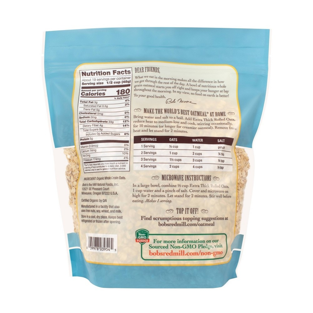 slide 3 of 4, Bob's Red Mill Organic Extra Thick Rolled Oats, 32 oz