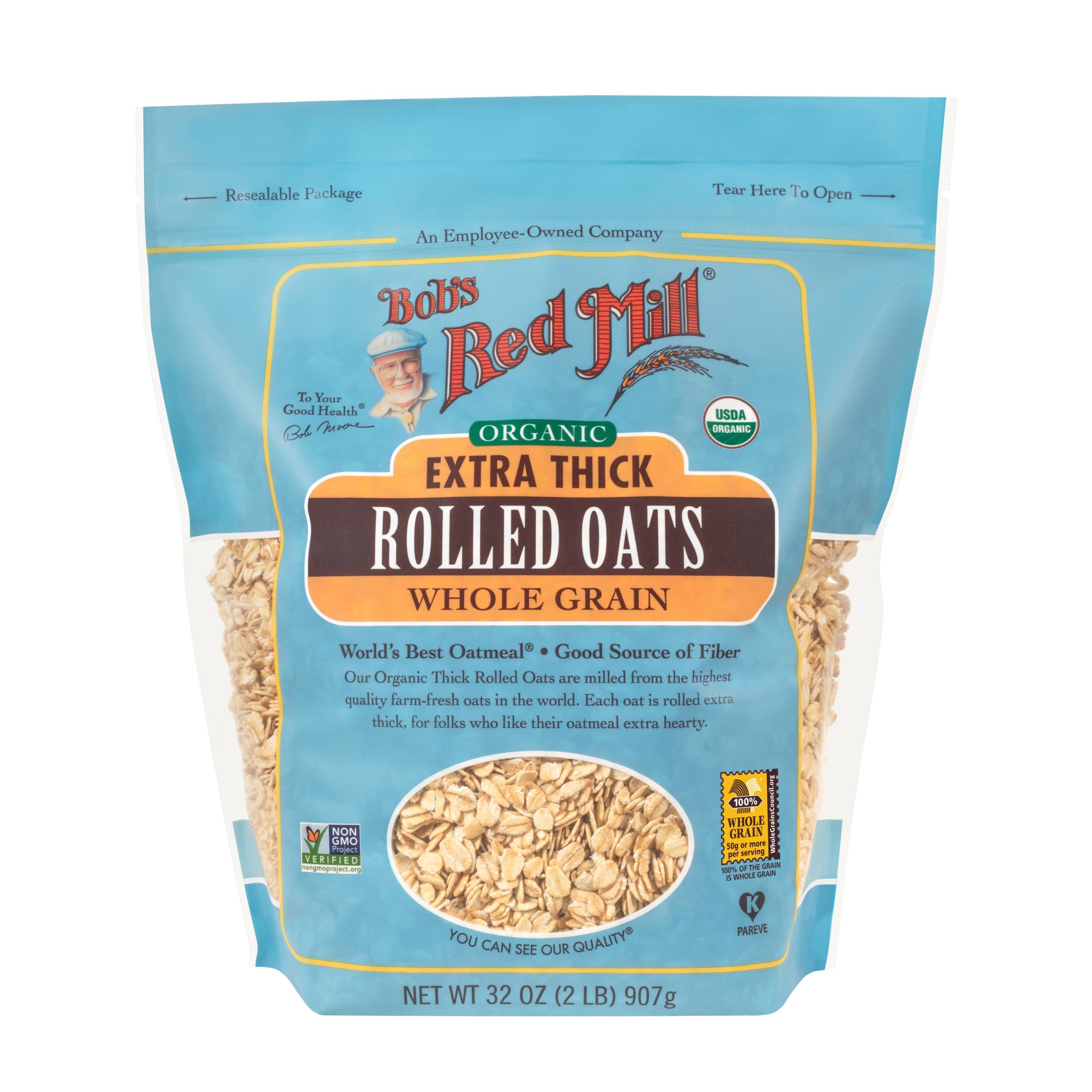 slide 1 of 4, Bob's Red Mill Organic Extra Thick Rolled Oats, 32 oz