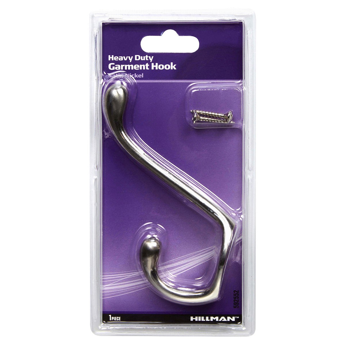 slide 1 of 5, Hillman Garment Hook Satin Nickel, 1 ct