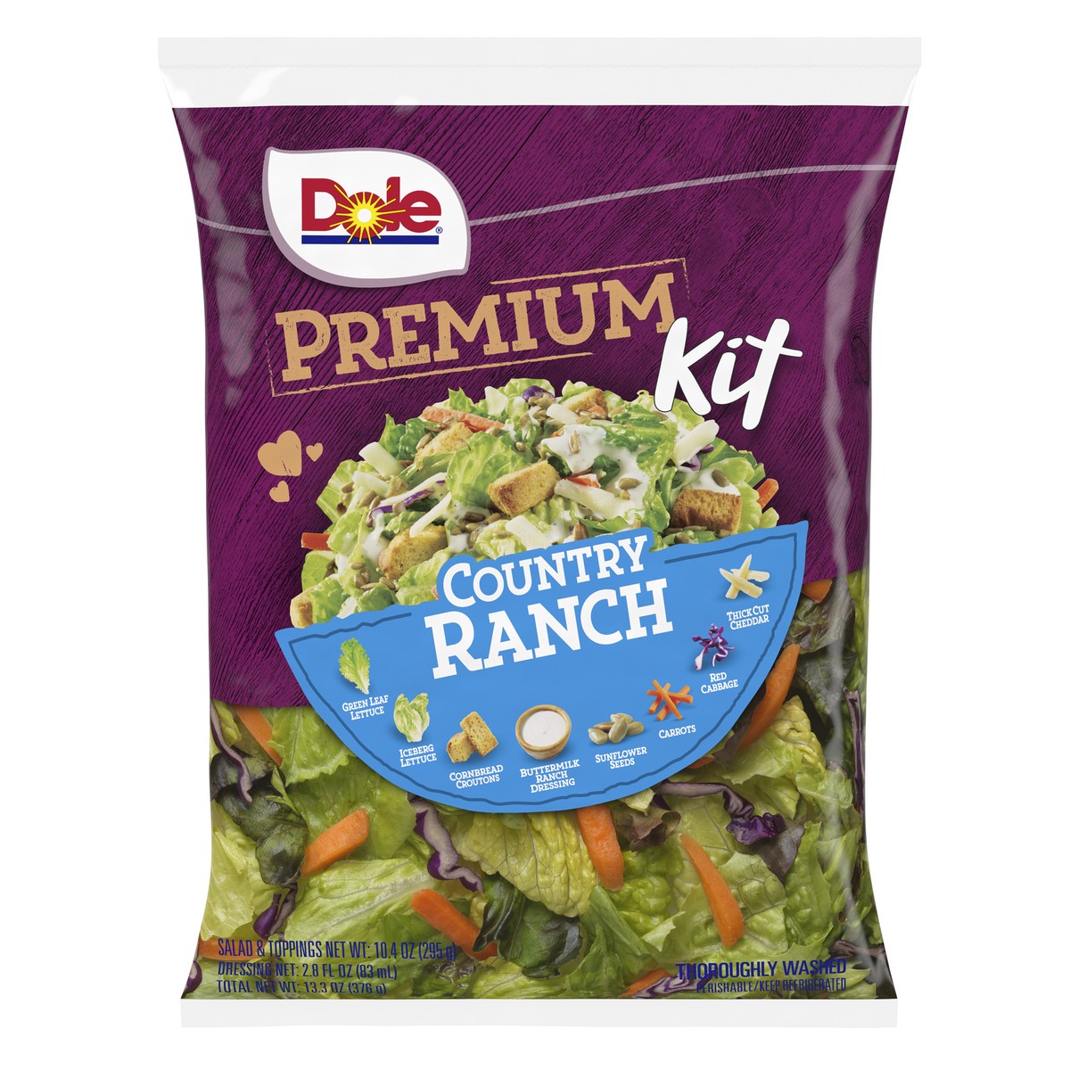 slide 4 of 7, Dole Salad Premium Kit, Country Ranch, 13.25 oz, 13.3 oz