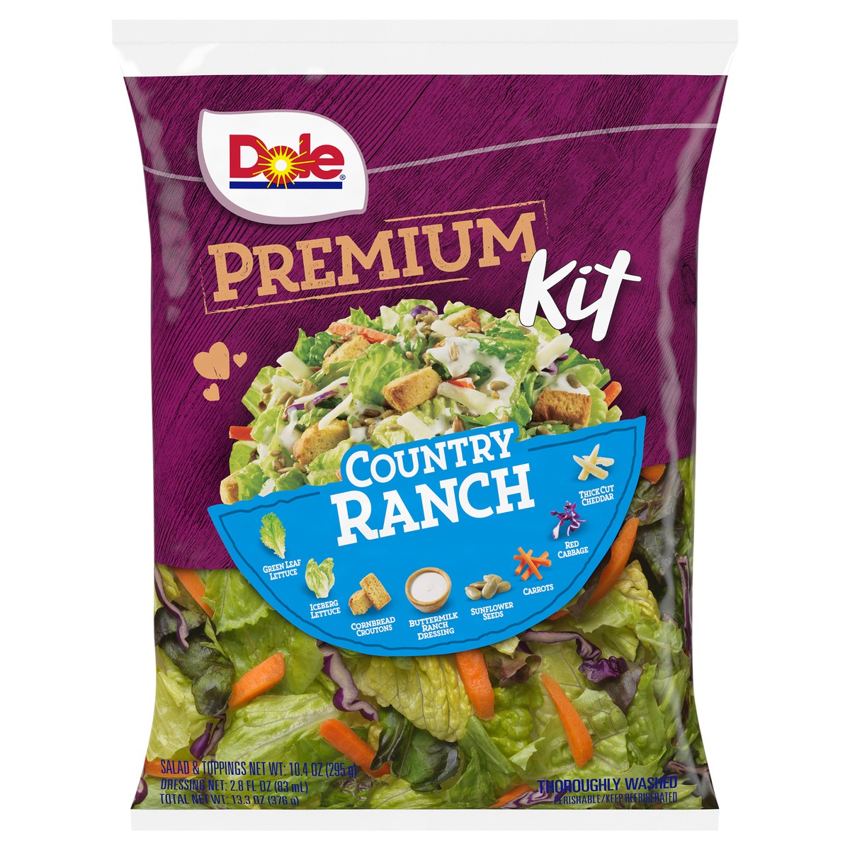 slide 1 of 7, Dole Salad Premium Kit, Country Ranch, 13.25 oz, 13.3 oz