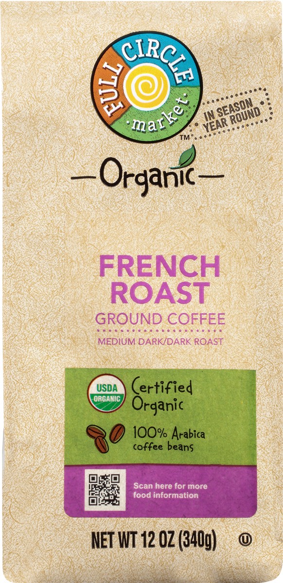 slide 1 of 13, Full Circle Market Organic Ground Medium Dark/Dark Roast French Roast Coffee - 12 oz, 12 oz