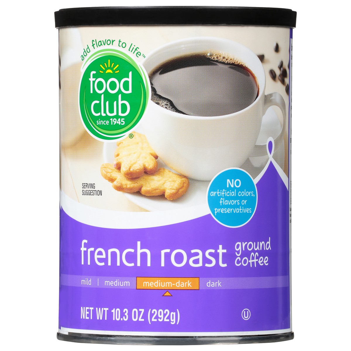 slide 3 of 13, Food Club Medium-Dark Ground French Roast Coffee - 10.3 oz, 10.3 oz