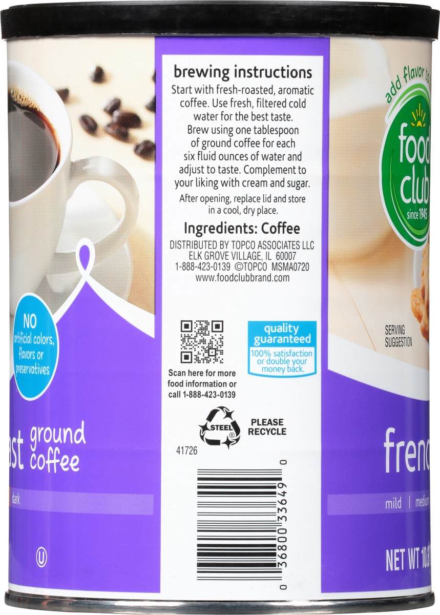 slide 5 of 13, Food Club Medium-Dark Ground French Roast Coffee - 10.3 oz, 10.3 oz