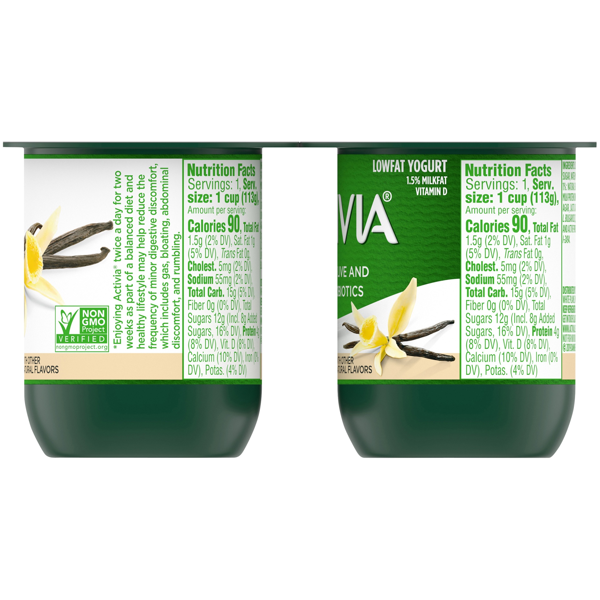 slide 2 of 7, Activia Low Fat Probiotic Vanilla Yogurt, 4 oz