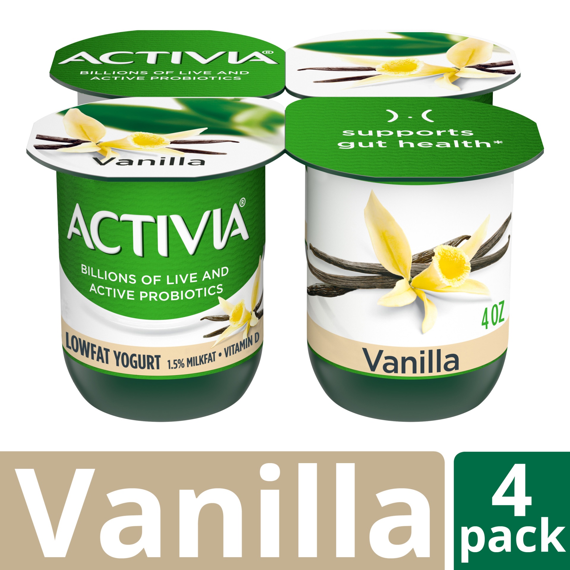 slide 1 of 7, Activia Low Fat Probiotic Vanilla Yogurt, 4 oz