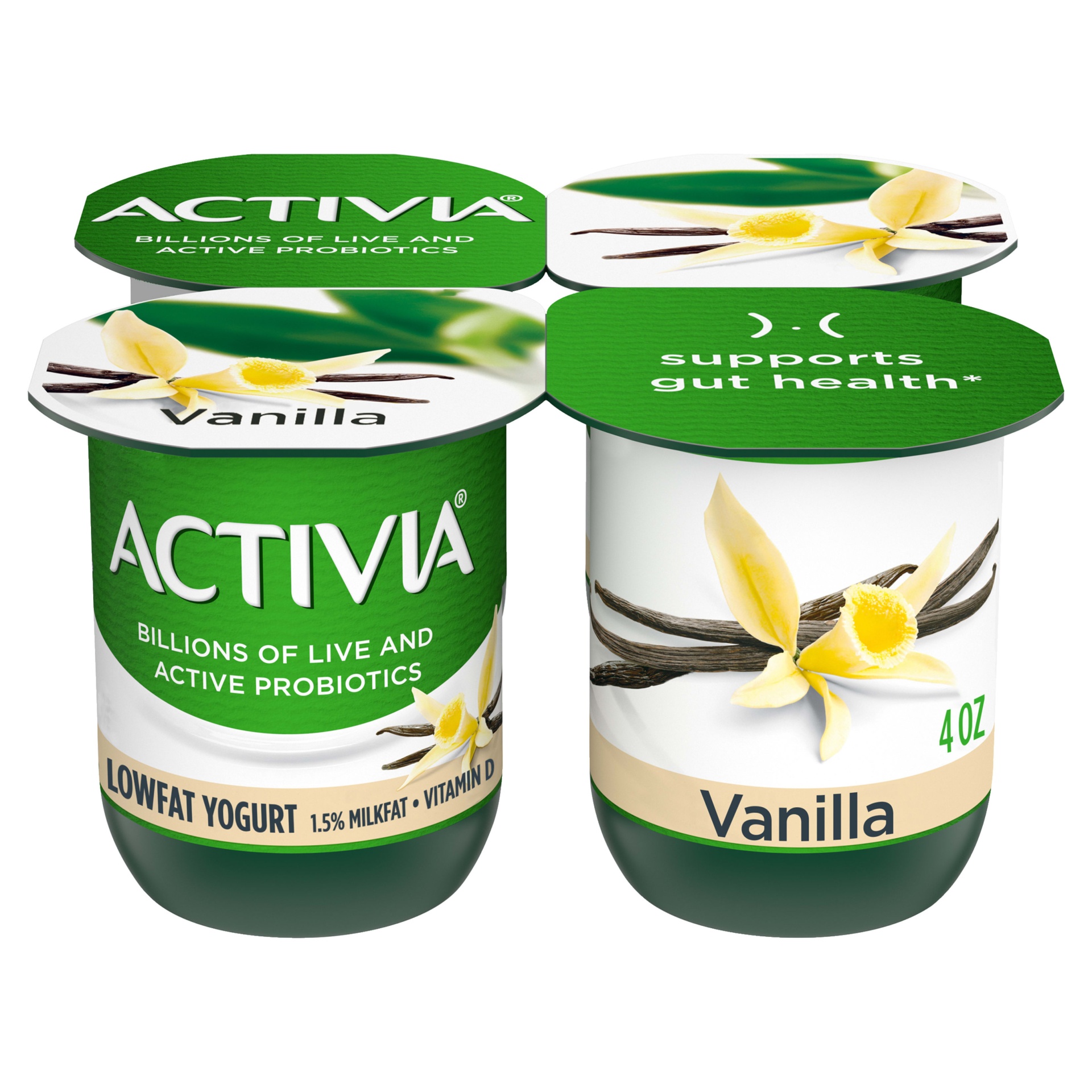 slide 1 of 7, Activia Low Fat Probiotic Vanilla Yogurt Cups, 4 oz