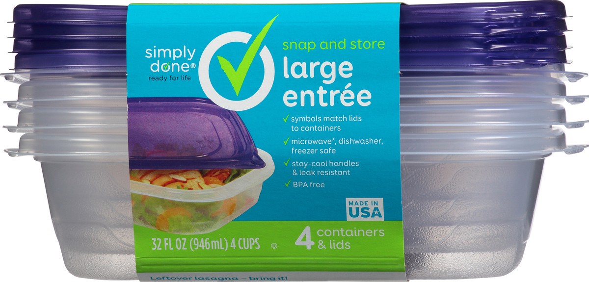 slide 6 of 11, Simply Done Large Entree Snap & Store Containers & Lids, 4 ct