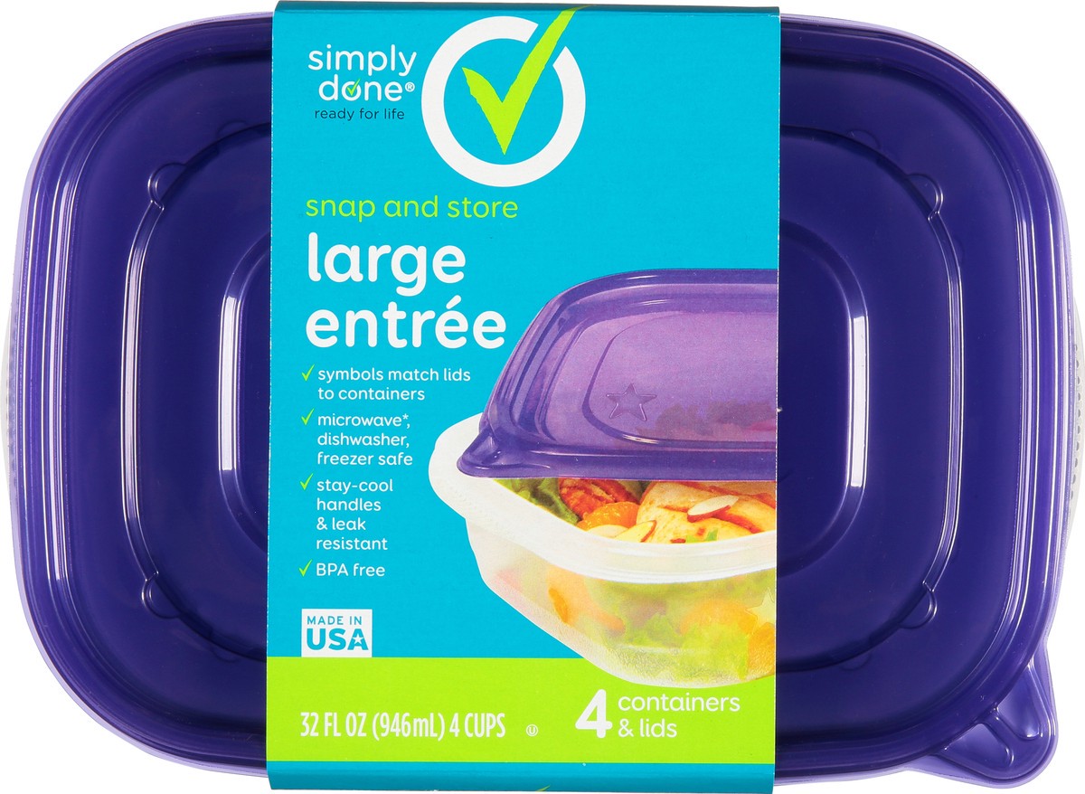 slide 2 of 11, Simply Done Large Entree Snap & Store Containers & Lids, 4 ct