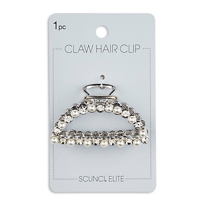 slide 1 of 1, scünci Scunci Elite Pearl Rhinestone Jumbo Claw Hair Clip, 1 ct