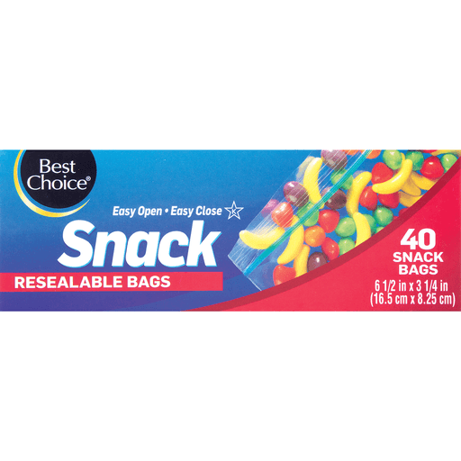 slide 1 of 1, Best Choice Resealable Snack Bags, 40 ct