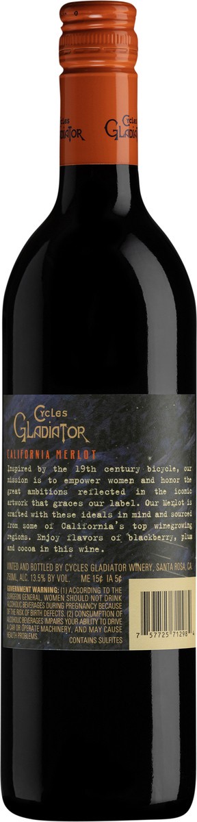 slide 3 of 5, Cycles Gladiator Merlot, 750 ml