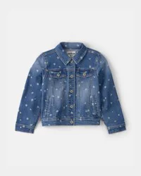 Oshkosh Girls Floral Denim Jacket - Dark Wash Blue