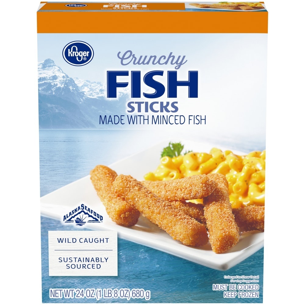 slide 1 of 1, Kroger Crunchy Fish Sticks, 24 oz