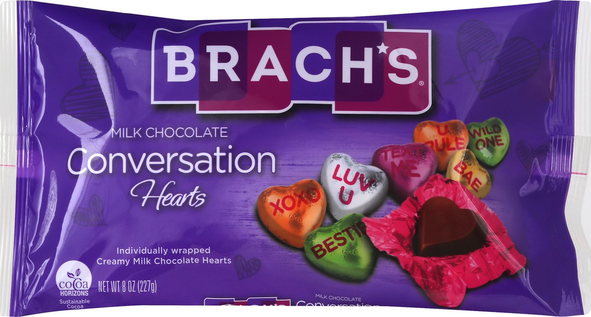 slide 7 of 8, Brach's Milk Choc Foil Conversa, 7 oz