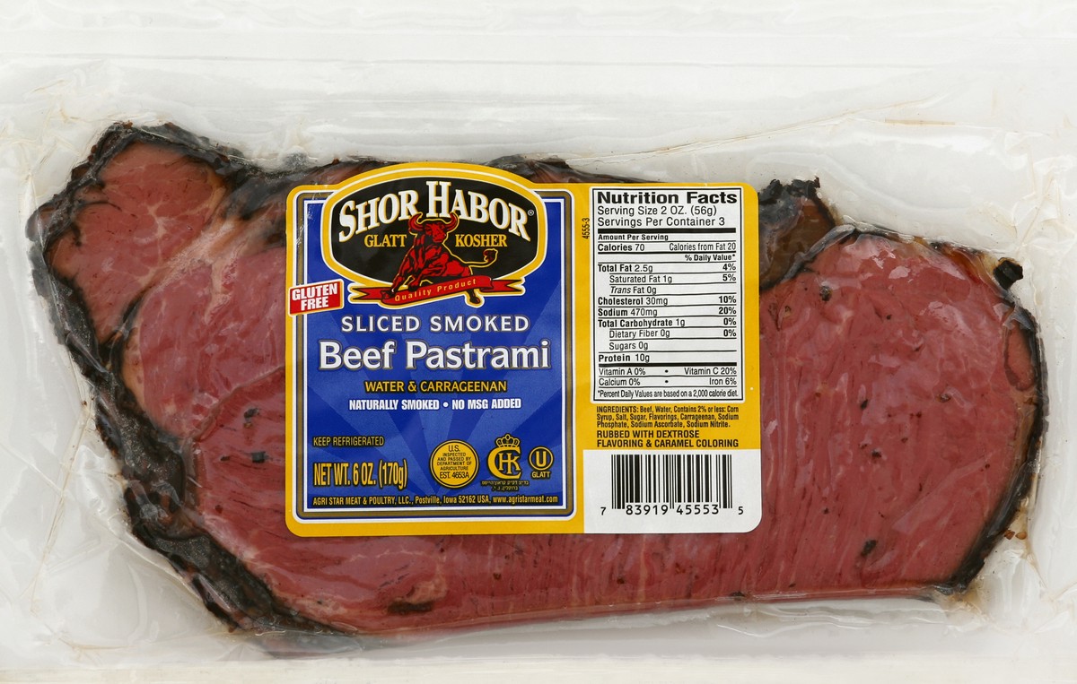 slide 1 of 6, Shor Harbor Shor Habor Sliced Smoked Pastrami, 6 oz