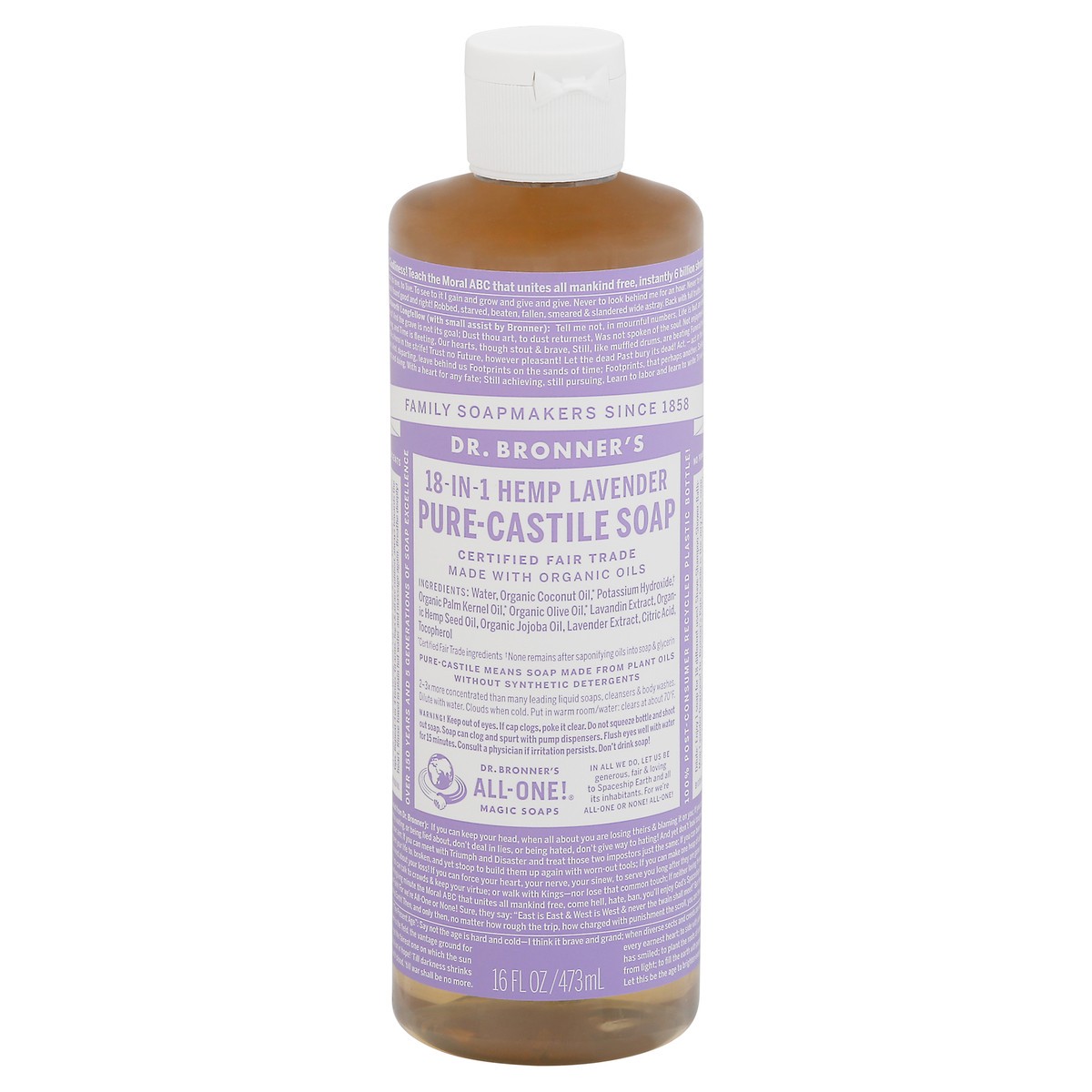 slide 12 of 13, Dr. Bronner's Castile Liq Soap Lavender 16Oz, 16 fl oz